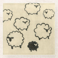 White & Black Sheep on Cream Background