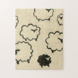 White & Black Sheep on Cream Background Jigsaw Puzzle<br><div class="desc">Is your child having trouble sleeping? Have them count the white and black sheep in this print by Chariklia Zarris. A wonderful piece that is elegant in its simplicity. Order your print today!</div>