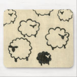 White & Black Sheep on Cream Background Mouse Mat<br><div class="desc">Is your child having trouble sleeping? Have them count the white and black sheep in this print by Chariklia Zarris. A wonderful piece that is elegant in its simplicity. Order your print today!</div>