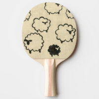 White & Black Sheep on Cream Background