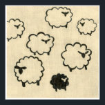 White & Black Sheep on Cream Background Poster<br><div class="desc">Is your child having trouble sleeping? Have them count the white and black sheep in this print by Chariklia Zarris. A wonderful piece that is elegant in its simplicity. Order your print today!</div>