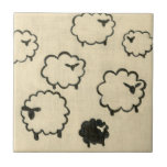 White & Black Sheep on Cream Background Tile<br><div class="desc">Is your child having trouble sleeping? Have them count the white and black sheep in this print by Chariklia Zarris. A wonderful piece that is elegant in its simplicity. Order your print today!</div>