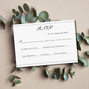 White Black Silver Classic Formal Elegant Wedding Enclosure Card