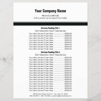 White Black Simple Border Price List 2 Flyer