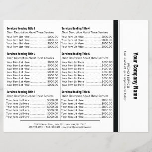 White Black Simple Border Price List 6 Flyer