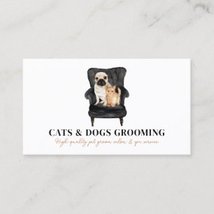 White Black Sofa Pug Dog Cat Pet Business Card