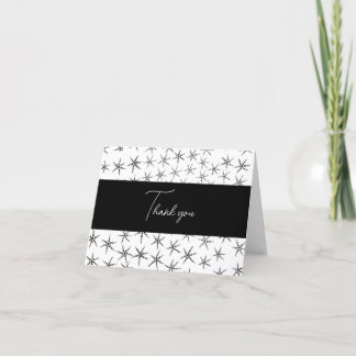 White Black Star Hand Drawn Thank You Card