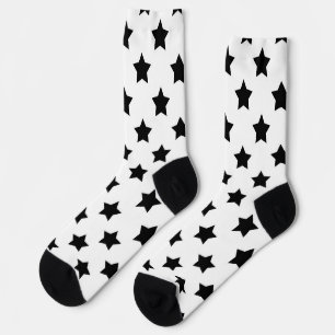 White Black Stars Pattern Decorative Socks