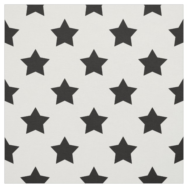 White Black Stars Pattern Decorative Textile Fabric (Swatch)