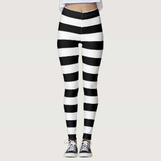 White & Black Striped Halloween Themed Leggings