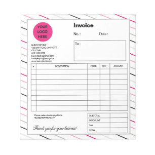 White Black Stripes Company Business Shop Invoice Notepad