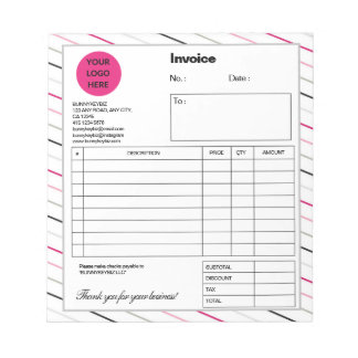 White Black Stripes Company Business Shop Invoice Notepad