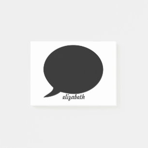 White & Black Talk Bubble Personalised Name Post-it Notes