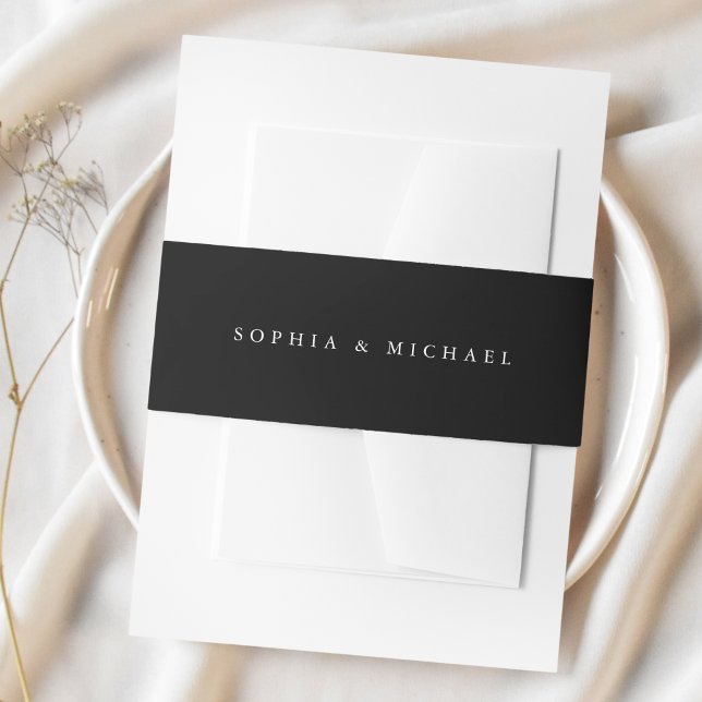White Black Timeless Black Wedding Invitation Belly Band (Creator Uploaded)