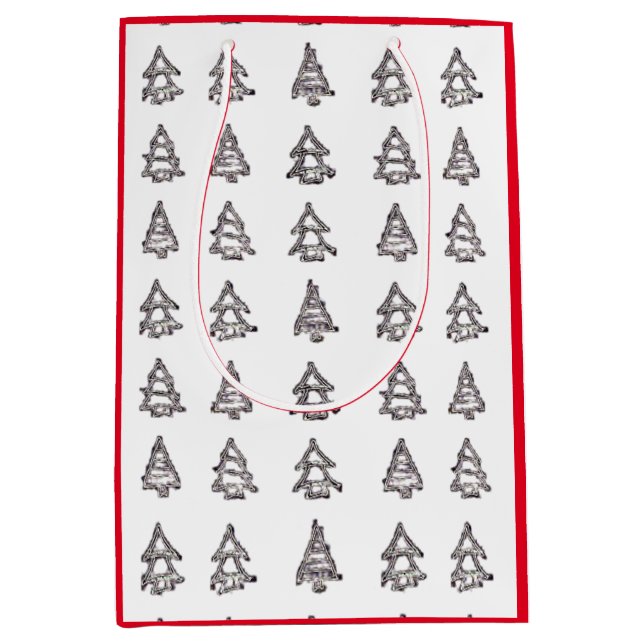 White & Black Tree Gift Bag (Red Sides) (Front)