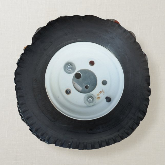 White & Black truck wheel /  car tire Round Cushion (Front)