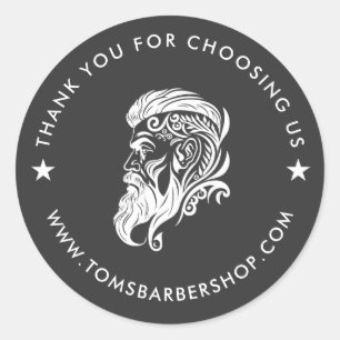 White Black Typography Custom White Hair Logo Classic Round Sticker