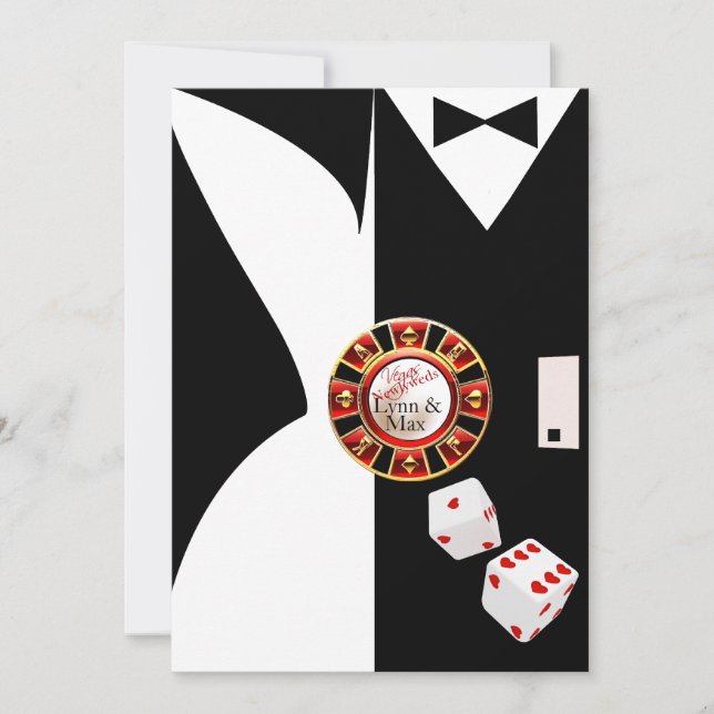 White Black Vegas New Years Wedding Reception Invitation (Front)