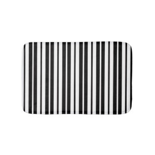 White Black Vertical Stripes Pattern Design Bath Mat