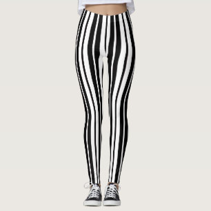 White Black Vertical Stripes Pattern Design Leggings