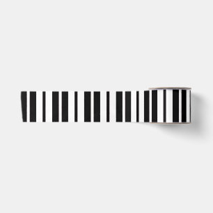 White Black Vertical Stripes Pattern Design Satin Ribbon