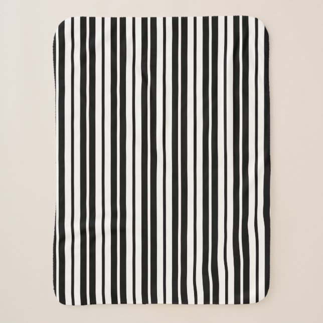White Black Vertical Stripes Pattern Design Sherpa Blanket (Front)