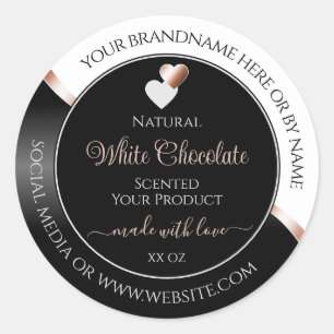 White Black Wavy Rose Gold Hearts Product Labels