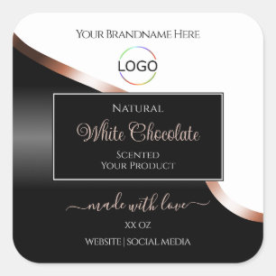 White Black Wavy Rose Gold with Logo Product Label