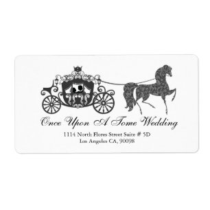 White & Black Wedding Horse & Carriage Label