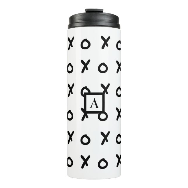 White & Black X O XO X&O's Trendy Cute Thermal Tumbler (Front)