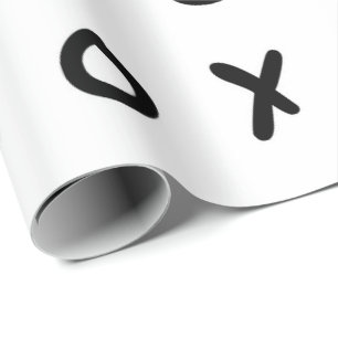White & Black X O XO X&O's Trendy Cute Wrapping Paper