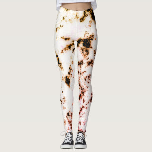 White Black Yellow Pink Marble Paint Splash Leggings