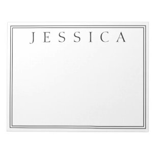 White & Black Your Name Notepad