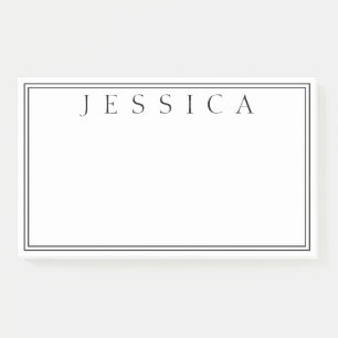 White & Black Your Name Post-it Notes