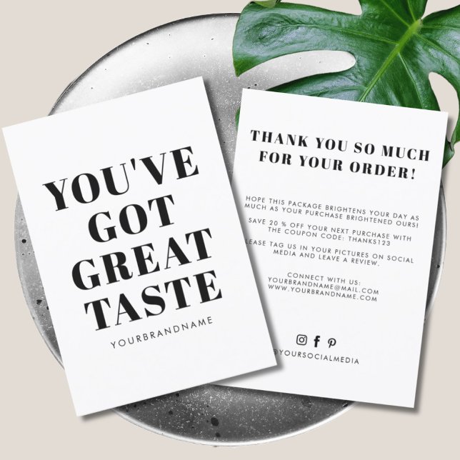 White black you've got great taste thank you card (Creator Uploaded)