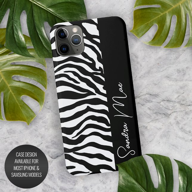 White Black Zebra Skin Stripes Print Pattern iPhone Case (Creator Uploaded)