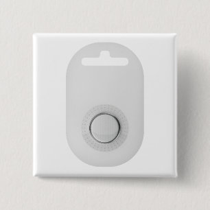 White blank blister pack with coin battery 15 cm square badge