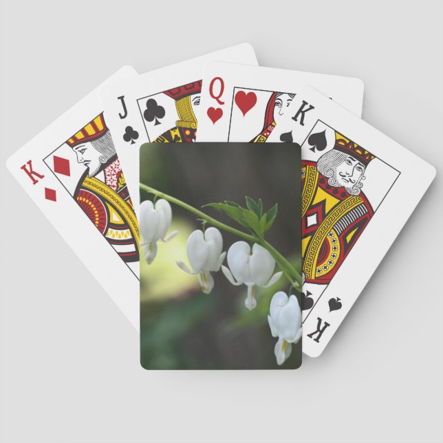 White Bleeding Heart Flowers  Playing Cards (Back)