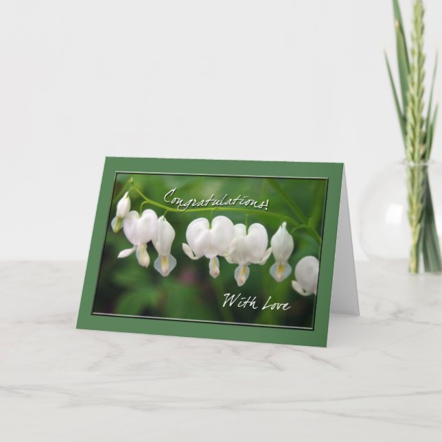 White Bleeding Hearts Congratulations Card (Front)