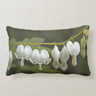 White Bleeding Hearts Dicentra Hunter Green and Ch Lumbar Cushion