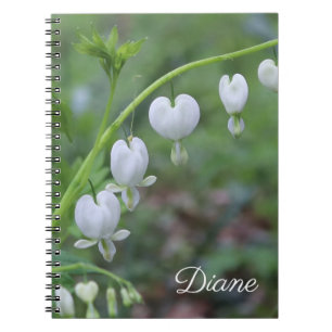 White Bleeding Hearts Floral Notebook