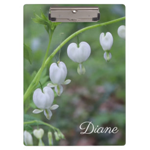 White Bleeding Hearts Floral Personalised Clipboard