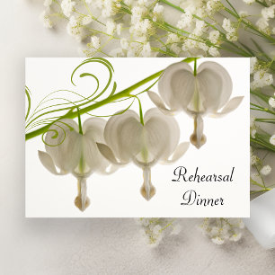 White Bleeding Hearts Wedding Rehearsal Dinner Invitation