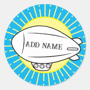 White Blimp Balloon Custom Classic Round Sticker