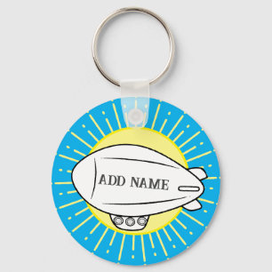 White Blimp Balloon Custom Key Ring