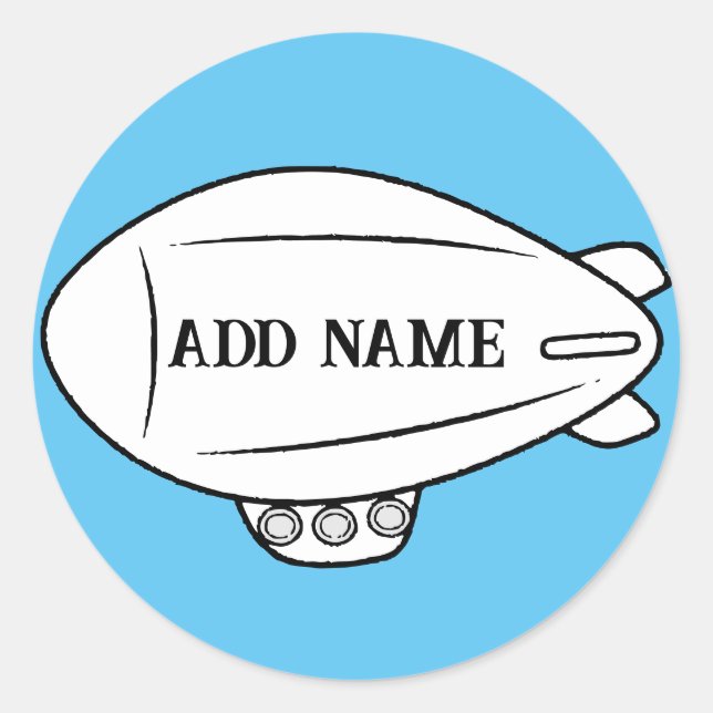White Blimp Balloon In Blue Sky Custom Sticker (Front)
