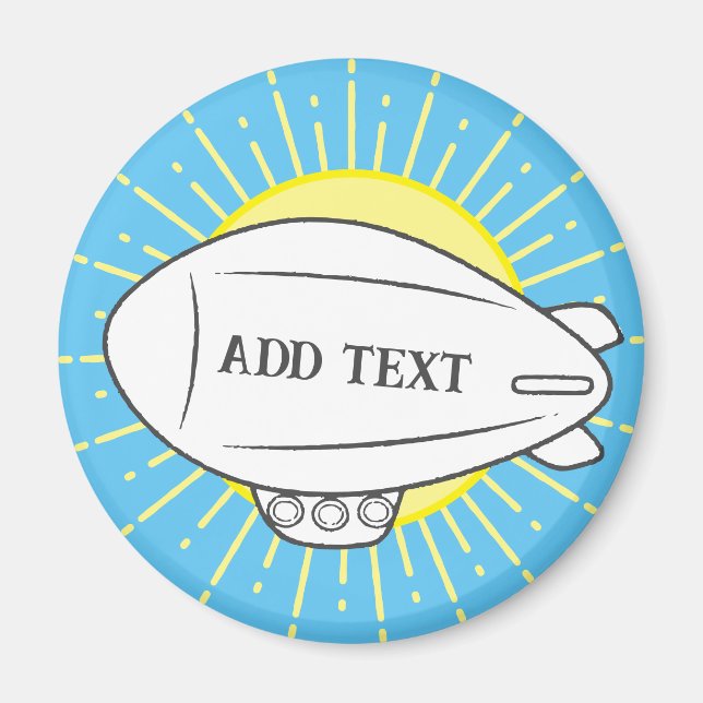 White Blimp Balloon In Sunny Sky Custom Magnet (Front)