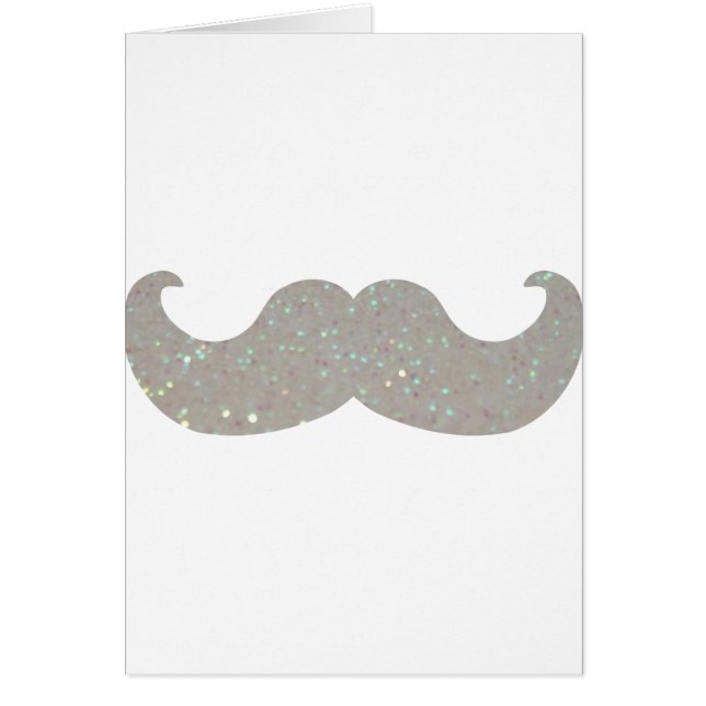White Bling Moustache (Faux Glitter Graphic) (Front)