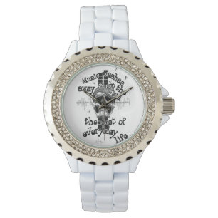 White Bling Music Skull Watch. Watch