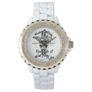 White Bling Music Skull Watch. Watch